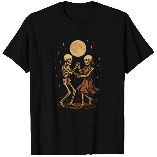Moonlit Skeleton Dance Illustration T Shirts