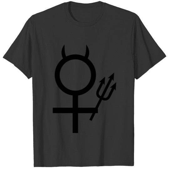 devil woman trident devil horns female symbol T-shirt