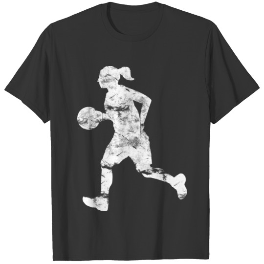 Basketball Girl Used Look Retro T-shirt