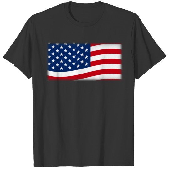 American Flag Waving, Patriotic Red White and Blue T Shirts
