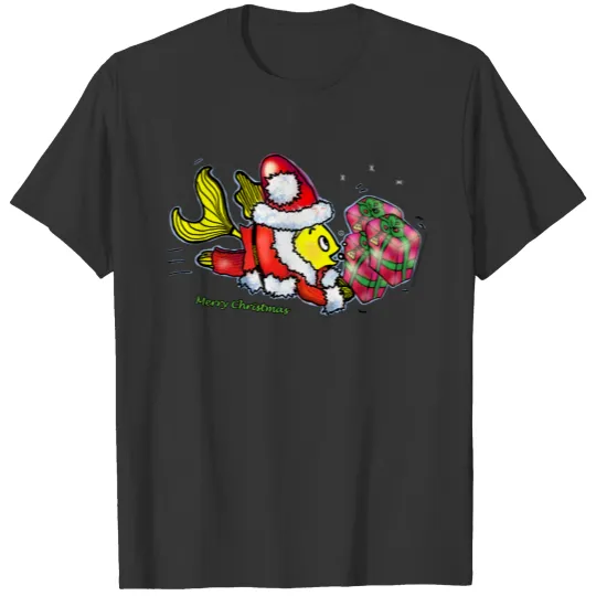 Santa Clause Fish - funny cute Christmas cartoon, T Shirts