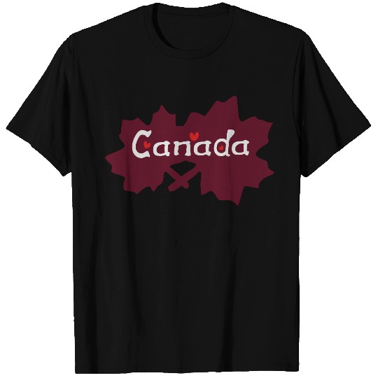 Canada txt maple leaves hearts3 T Shirts