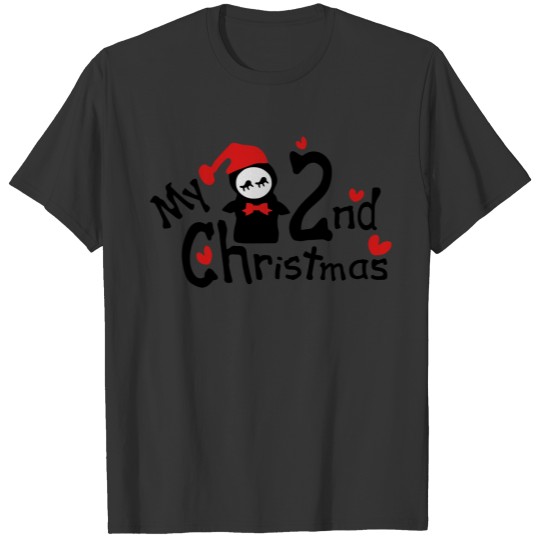 My 2nd Christmas penguin hearts txt vector art T Shirts