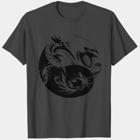 Dragon ying yang tattoo style design T Shirts
