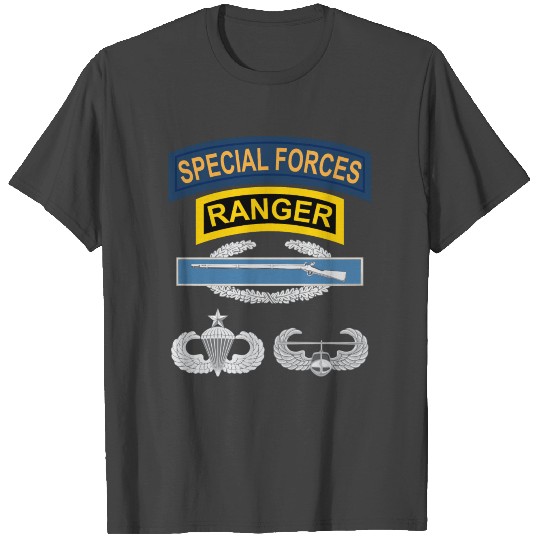 SF Ranger CIB Airborne Senior Air Assault T Shirts