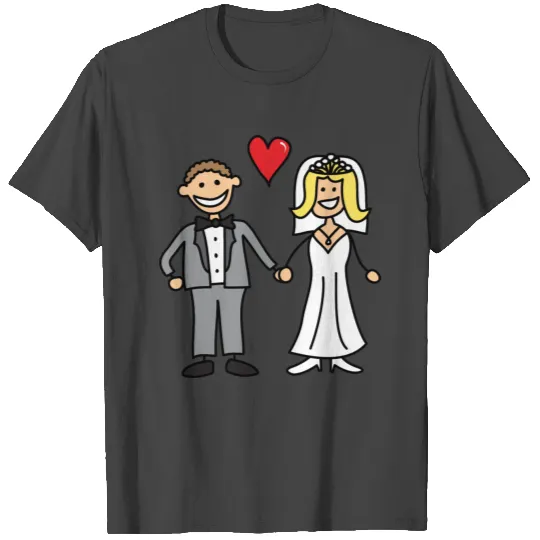 Bride and Groom Cartoon - Add Your Own Text T Shirts