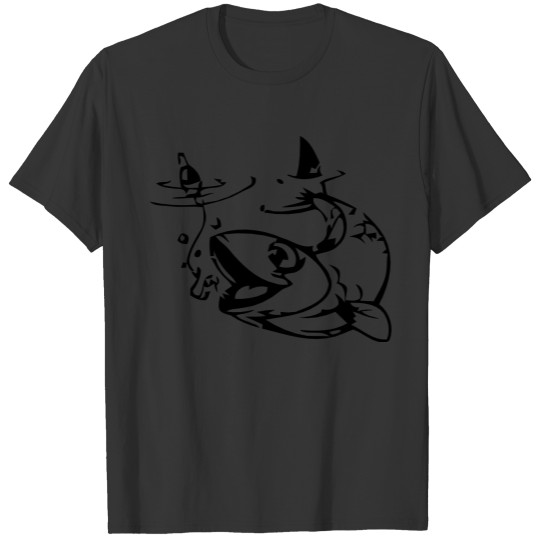 Fisherman catching a fish with a line and hook T-shirt