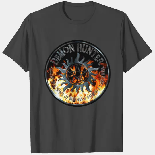 Demon hunter protection Symbal Ring Patch Flames 5 T Shirts