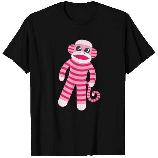 Pink Striped Sock Monkey T Shirts