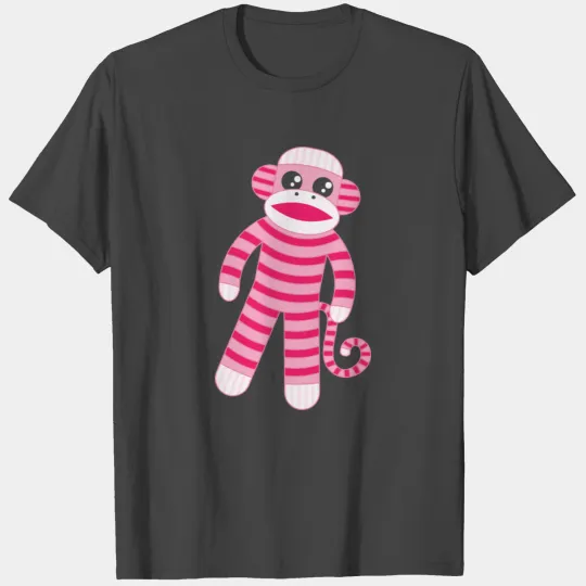 Pink Striped Sock Monkey T Shirts