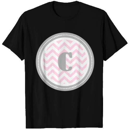 Pink Chevron Monogram-C T Shirts