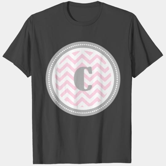Pink Chevron Monogram-C T Shirts
