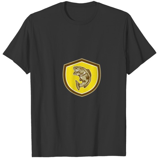 Largemouth Bass Jumping Shield Retro T-shirt