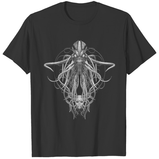 Cthulhu / Kraken in Black & White Steampunk Tee T-shirt
