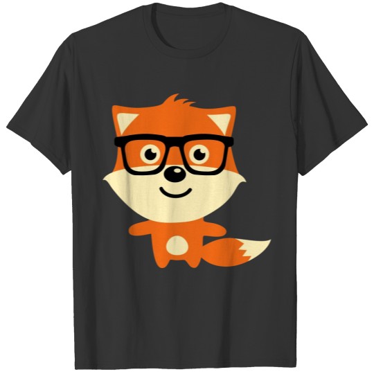 Cute & Funny Hipster Baby fox with nerd glasses T-shirt