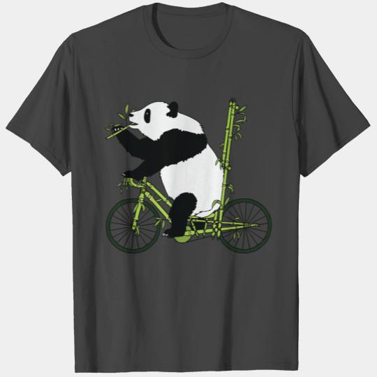 Panda Bear Riding Bamboo Bike T Shirts