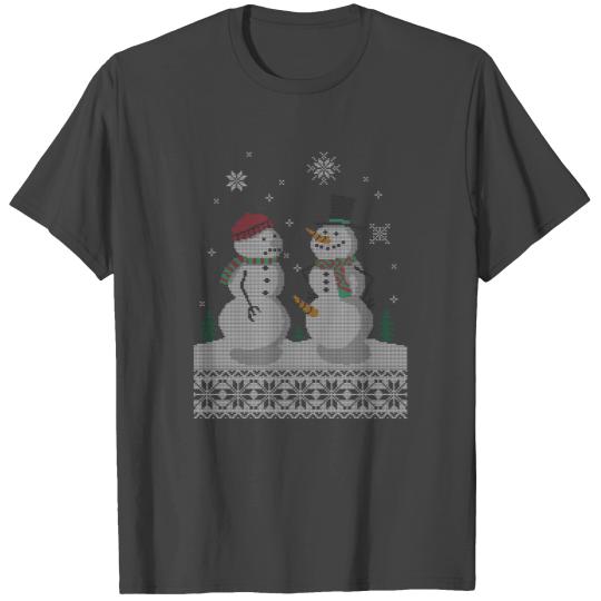 UGLY HOLIDAY SWEATER HAPPY SNOWMAN CARROT THIEF T Shirts
