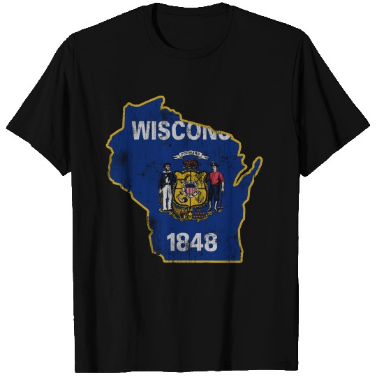 Wisconsin State Flag Outline T Shirts