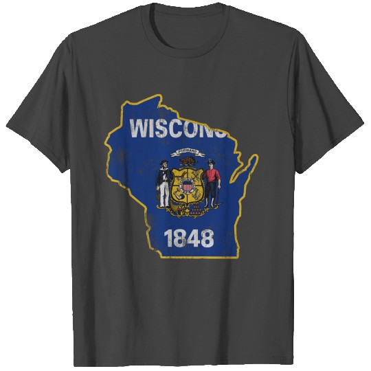 Wisconsin State Flag Outline T Shirts