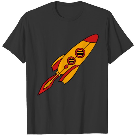 rocket spaceship flying fire T-shirt