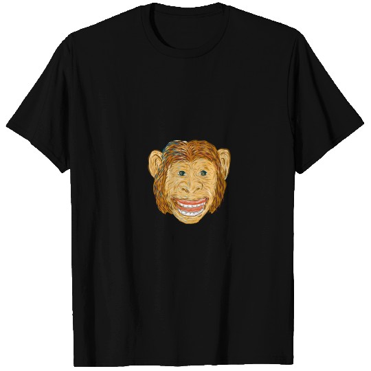 Chimpanzee Head Front Isolated T Shirts