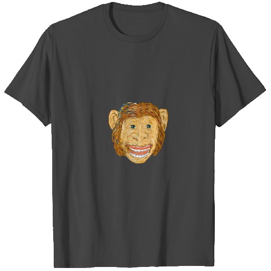 Chimpanzee Head Front Isolated T Shirts