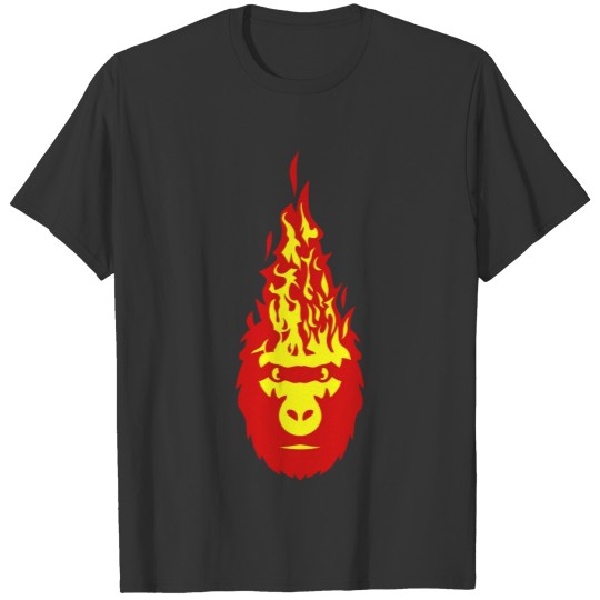 gorilla fire flame head 3102 T-shirt