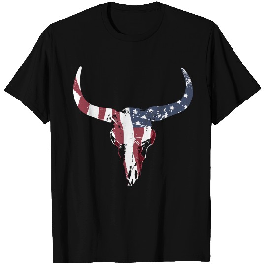 USA Buffalo Skull Vintage Flag T Shirts