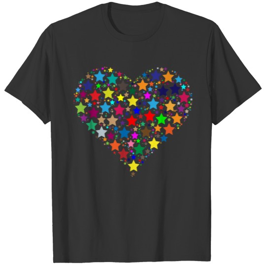 Colorful Heart Stars T Shirts