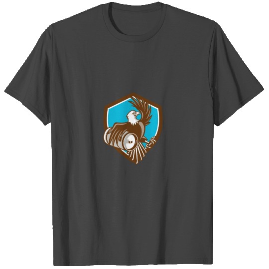 American Bald Eagle Beer Keg Crest Retro T Shirts