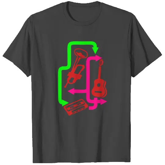 k7 guitar trumpet music cassette T Shirts