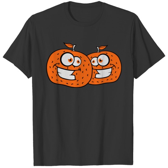 2 oranges comic cartoon face grin funny team buddi T Shirts