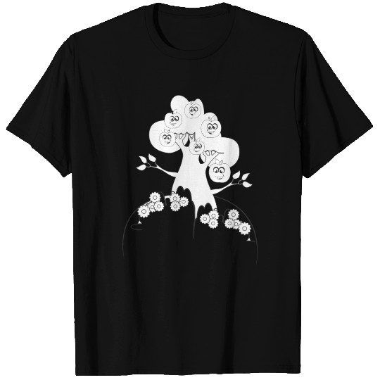 Anthropomorphic Apple Tree Line Art T Shirts