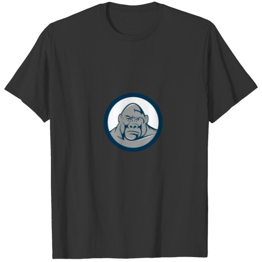 Angry Gorilla Head Circle Cartoon T-shirt