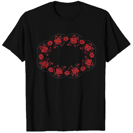 Rose cross-stitch elipse pattern T Shirts