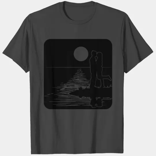 full moon love couple romance island love T Shirts