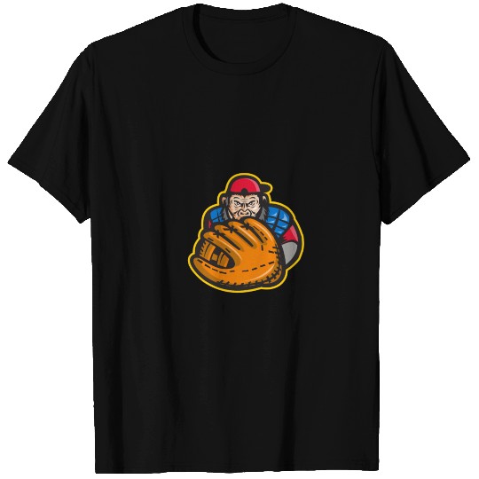 Chimpanzee Baseball Catcher Glove Retro T Shirts