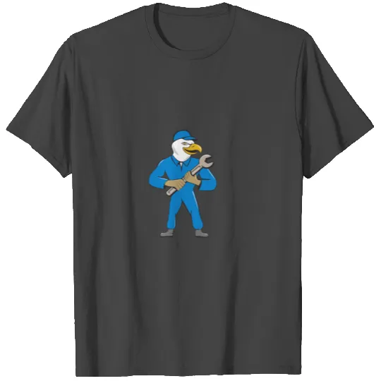 American Bald Eagle Mechanic Spanner Cartoon T Shirts