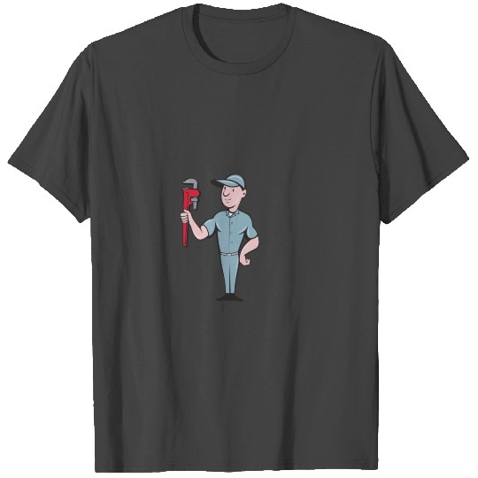 Handyman Monkey Wrench Standing Cartoon T Shirts