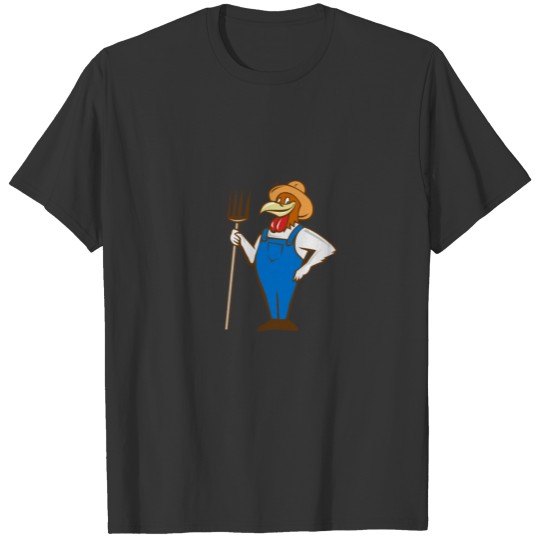 Chicken Farmer Pitchfork Isolated Cartoon T-shirt