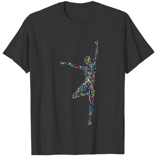 Polyprismatic Tiled Dancing Woman Silhouette With T-shirt