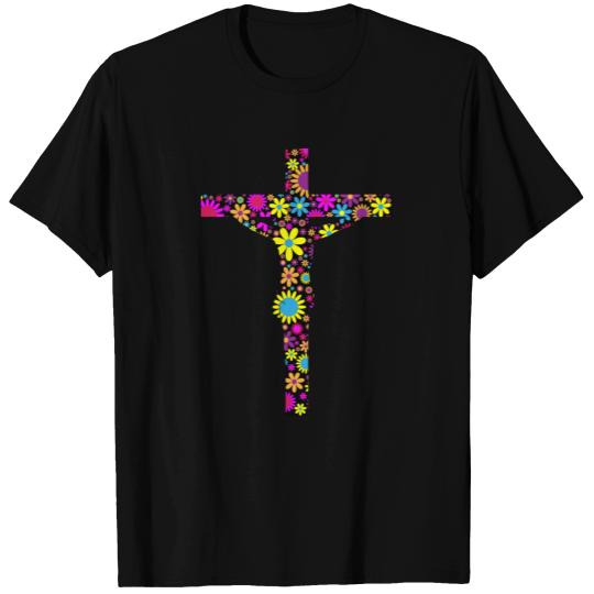Floral Crucifix T Shirts