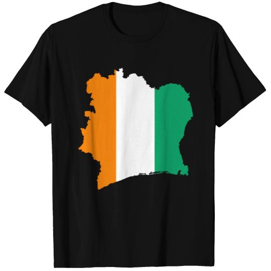 Ivory Coast Flag Map With Stroke T Shirts
