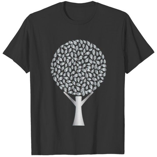 Silver Abstract Tree No Background T-shirt