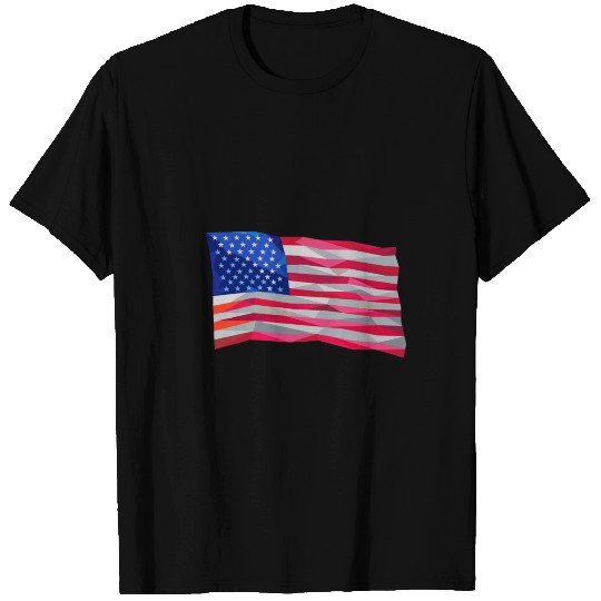 USA Flag Stars and Stripes Low Polygon T Shirts