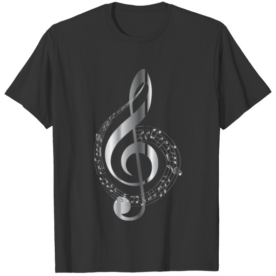 Chrome Musical Notes Typography No Background T-shirt