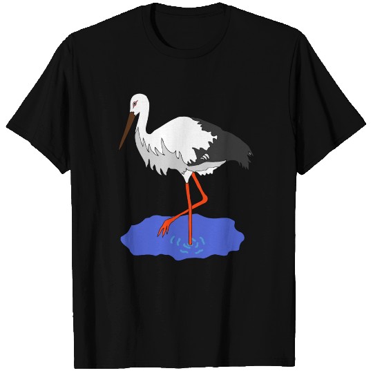 Kress s stork in a pond vectorized T Shirts