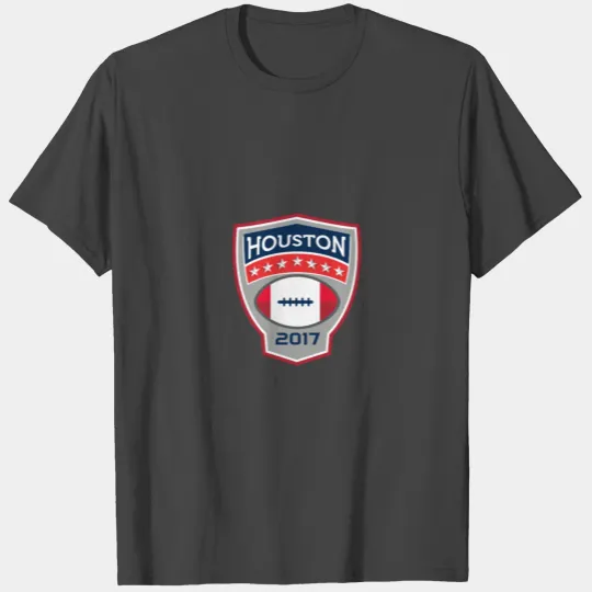 Houston 2017 American Football Big Game Crest Retr T Shirts