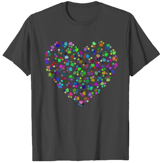 Prismatic Paw Prints Heart T Shirts