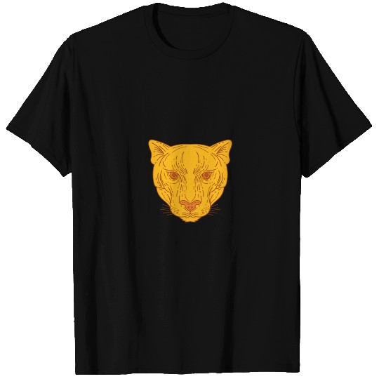 Cougar Mountain Lion Head Mono Line T Shirts